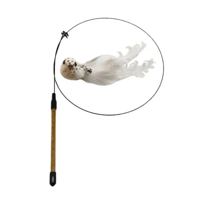 Simulation Feather Bird with Bell Interactive Stick Toy