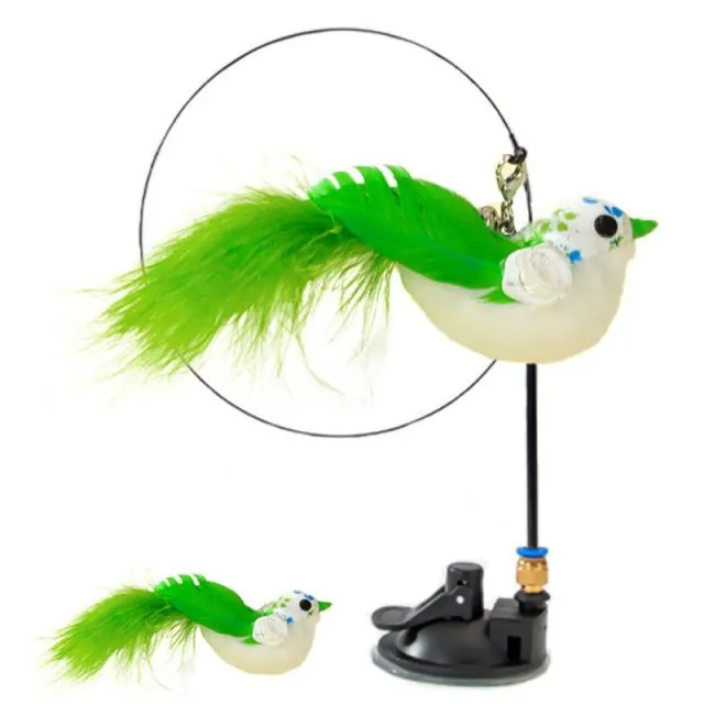 Simulation Feather Bird with Bell Interactive Stick Toy