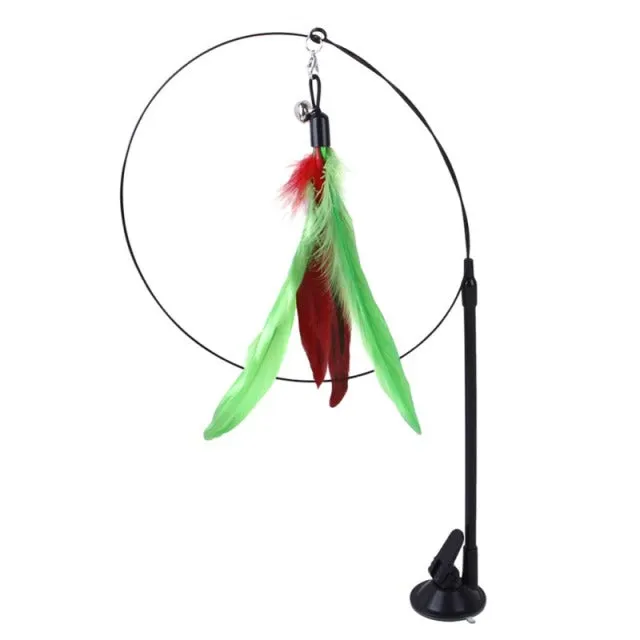Simulation Feather Bird with Bell Interactive Stick Toy