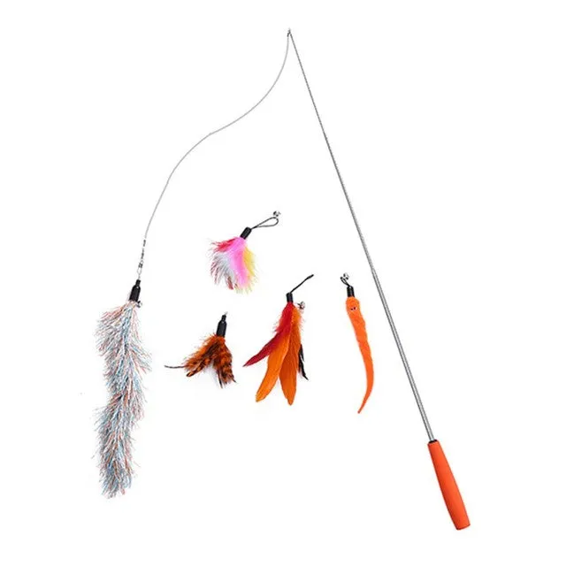 Simulation Feather Bird with Bell Interactive Stick Toy