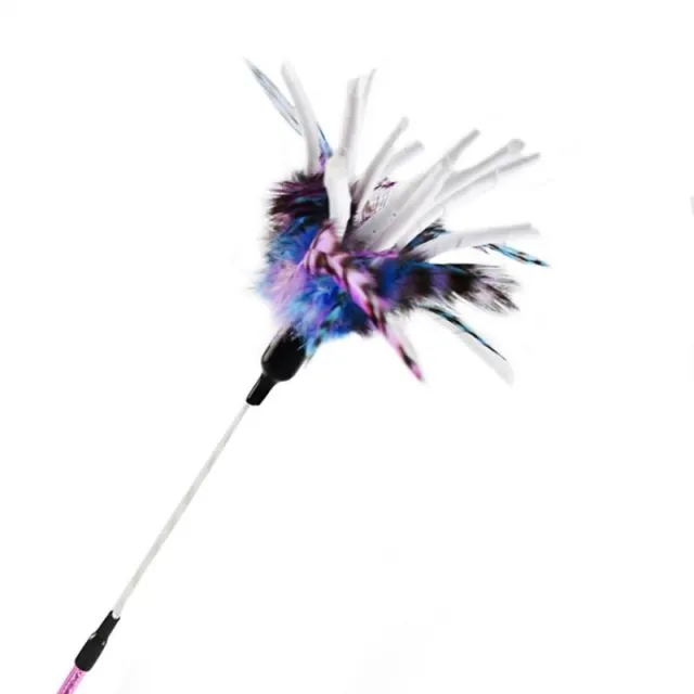 Simulation Feather Bird with Bell Interactive Stick Toy