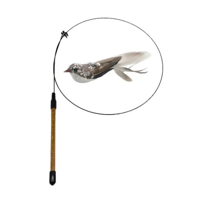Simulation Feather Bird with Bell Interactive Stick Toy