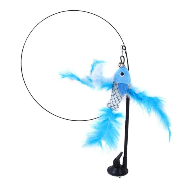 Simulation Feather Bird with Bell Interactive Stick Toy
