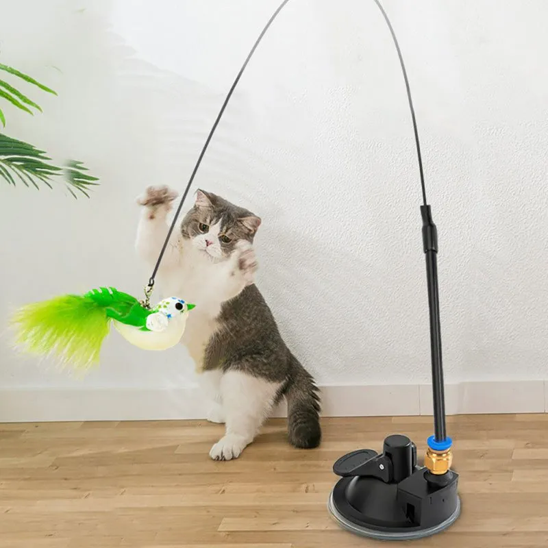 Simulation Feather Bird with Bell Interactive Stick Toy