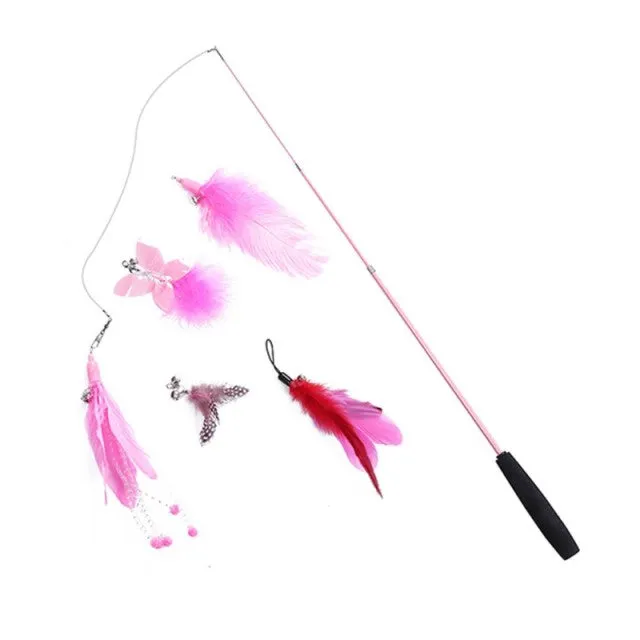 Simulation Feather Bird with Bell Interactive Stick Toy