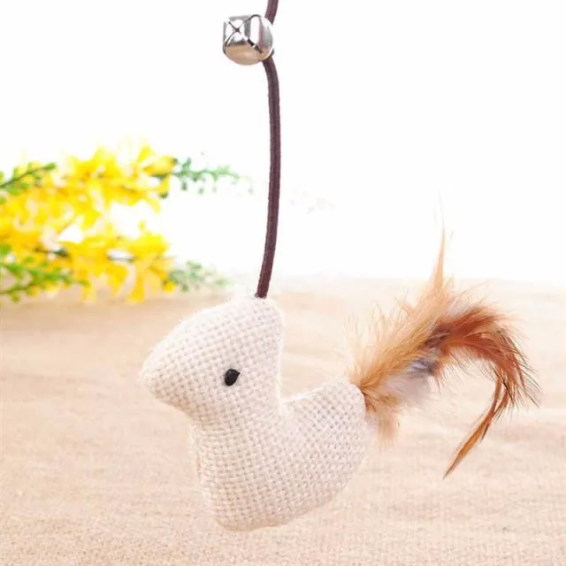 Simulation Feather Bird with Bell Interactive Stick Toy