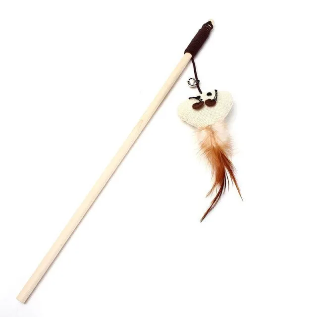 Simulation Feather Bird with Bell Interactive Stick Toy