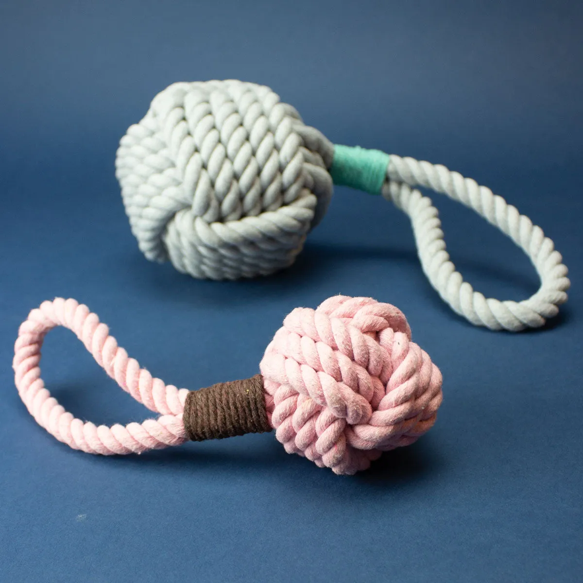 Small Monkey Fist Durable Dog Toy - Pink - Cotton Rope with Handle for Interactive Play and Exercise