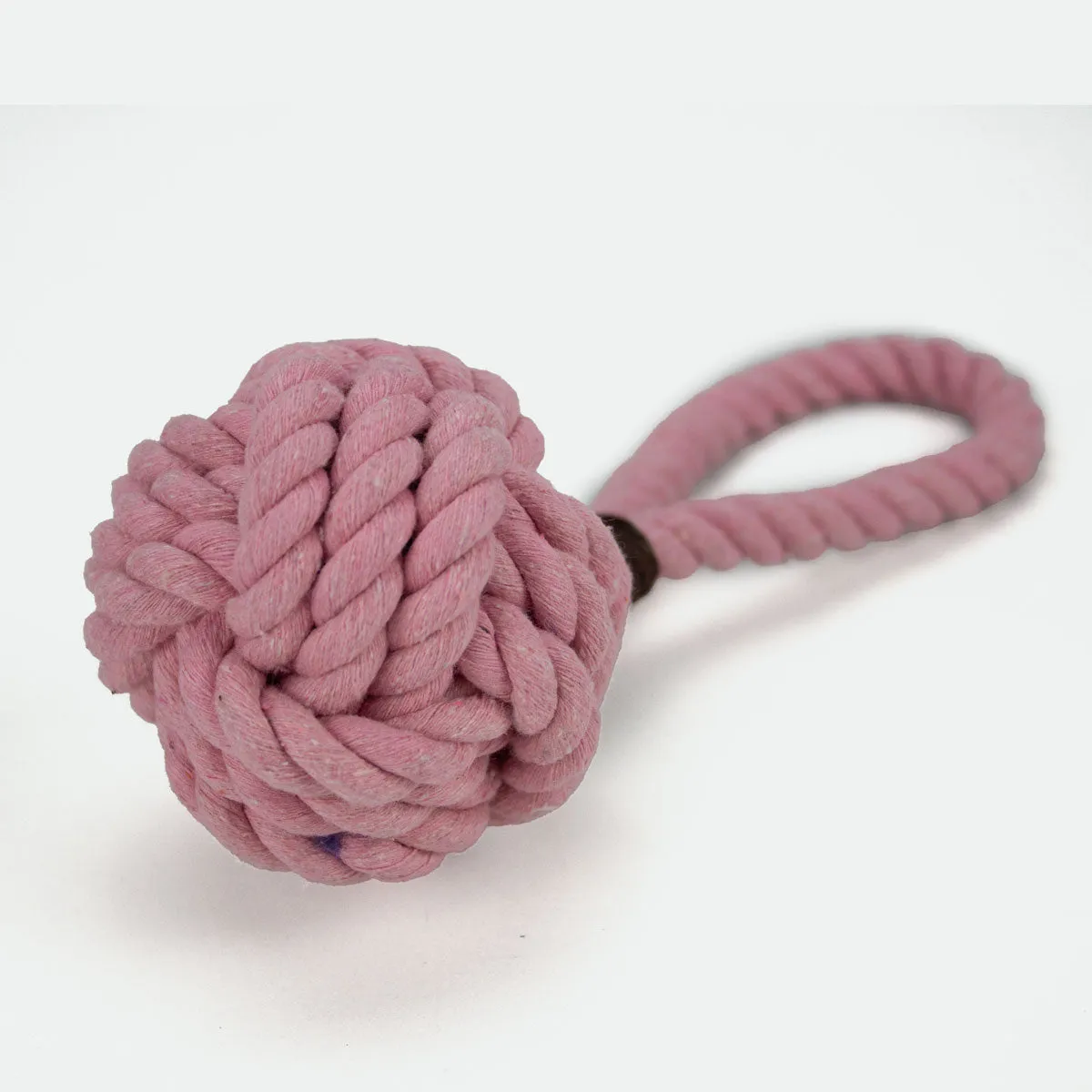 Small Monkey Fist Durable Dog Toy - Pink - Cotton Rope with Handle for Interactive Play and Exercise