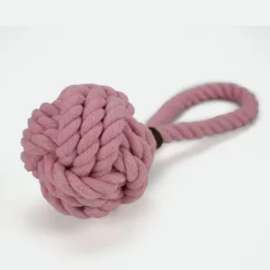 Small Monkey Fist Durable Dog Toy - Pink - Cotton Rope with Handle for Interactive Play and Exercise