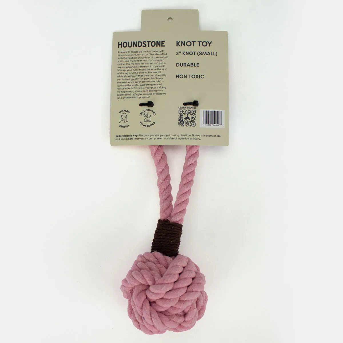 Small Monkey Fist Durable Dog Toy - Pink - Cotton Rope with Handle for Interactive Play and Exercise