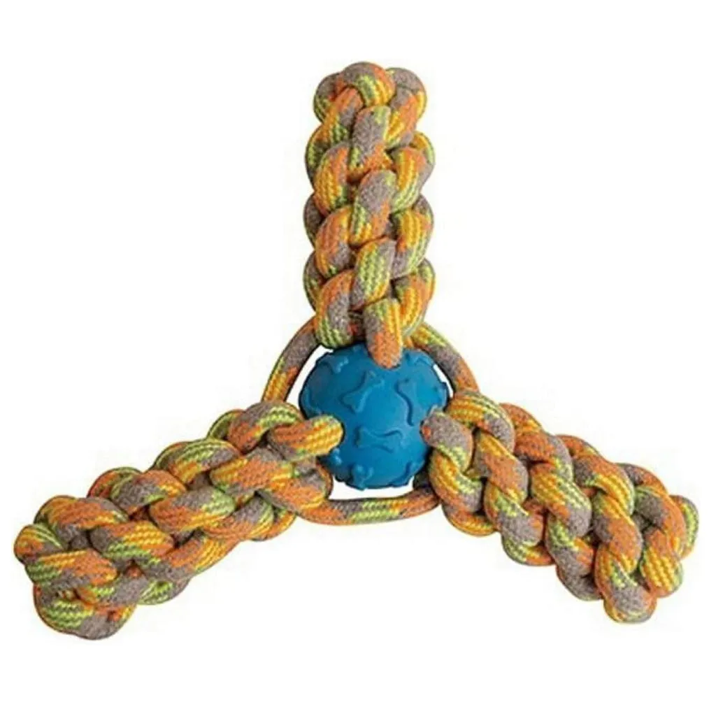 Snungarooz Fling N Fun Strong Rubber & Rope Chew Dog Toy (7")