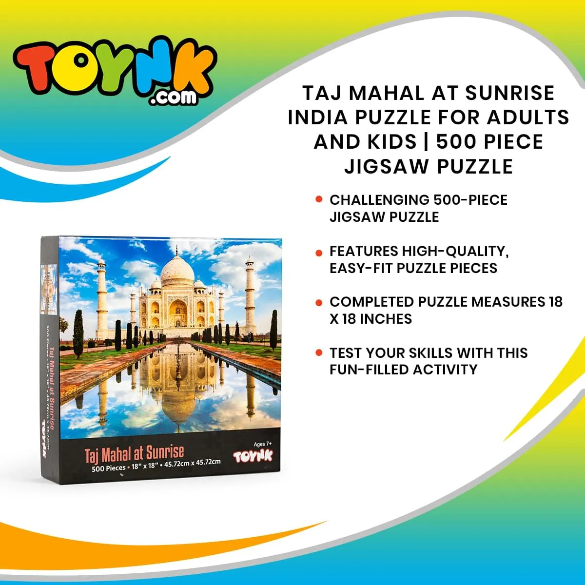 Taj Mahal At Sunrise India Puzzle For Adults And Kids | 500 Piece Jigsaw Puzzle