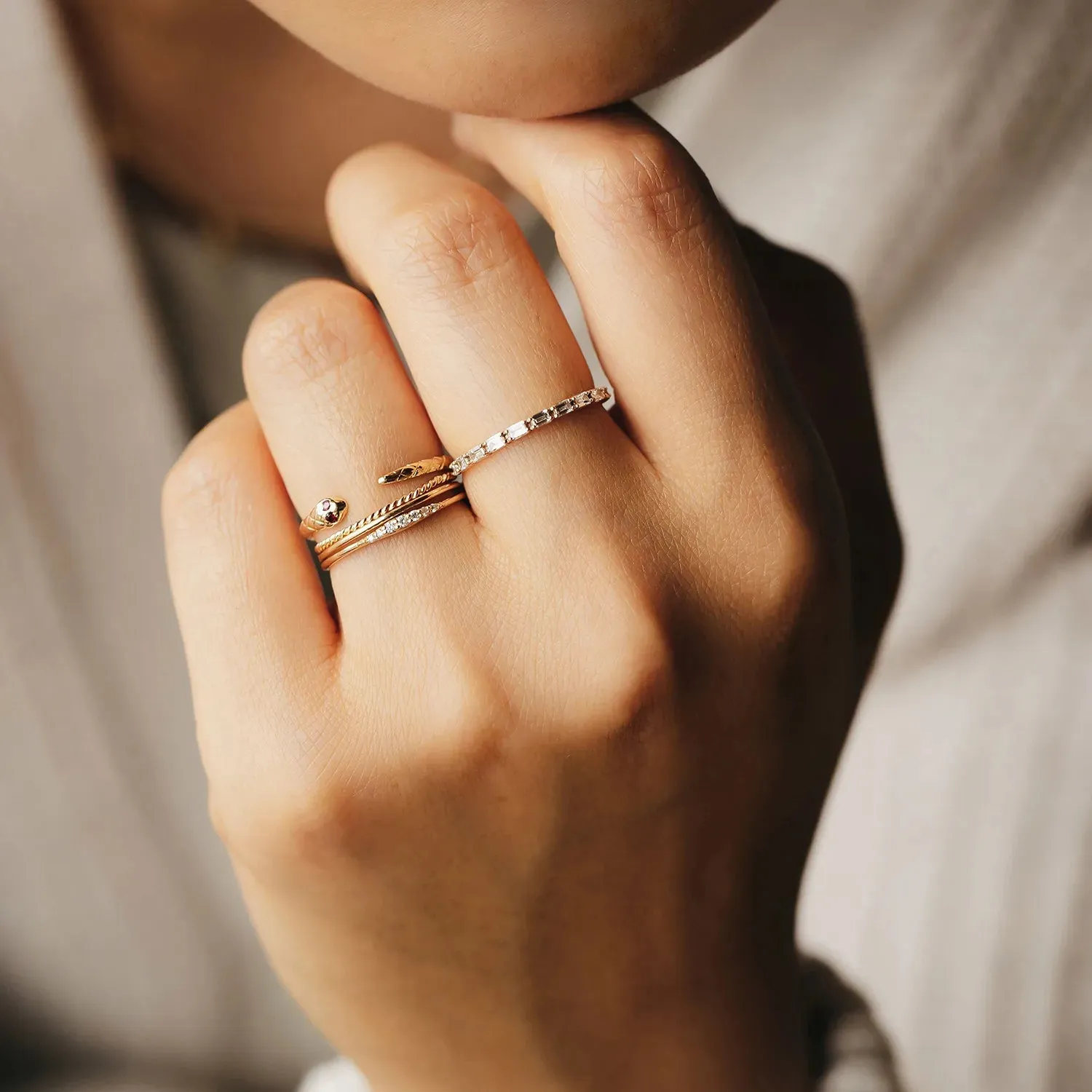 the moirai ring - 14k yellow gold, white diamond