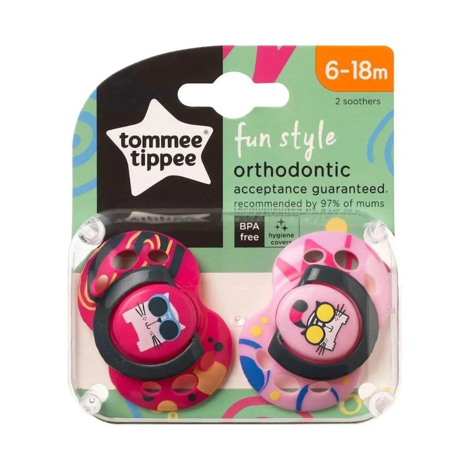 Tommee Tippee Fun Pacifier 6-18 Months Double Assorted